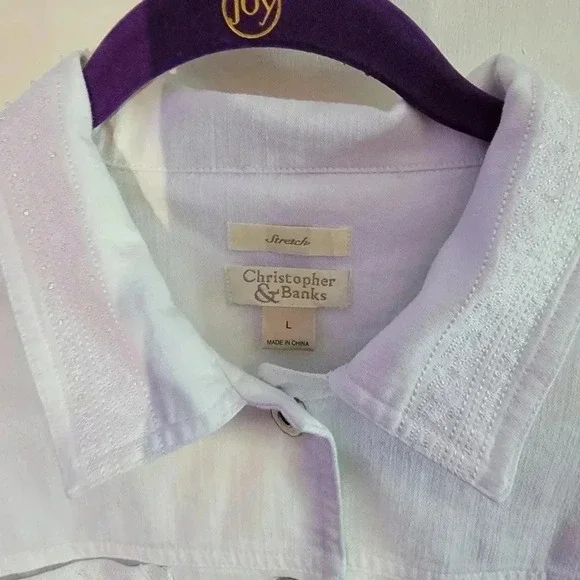 Christopher & Banks White Jean Jacket - Picture 2 of 4